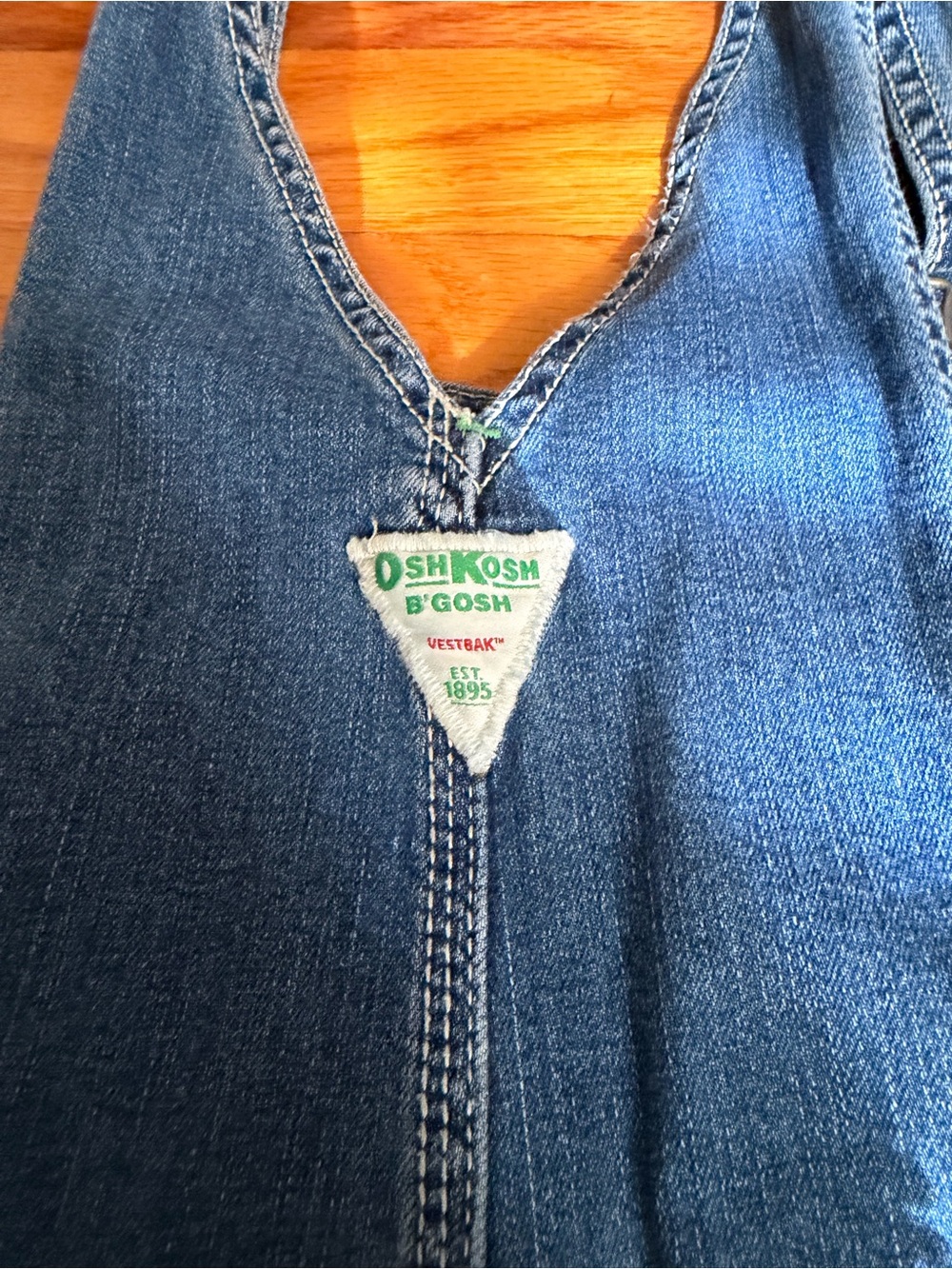OshKosh B'gosh Blue Denim Women’s Overalls with Green Logo Patch